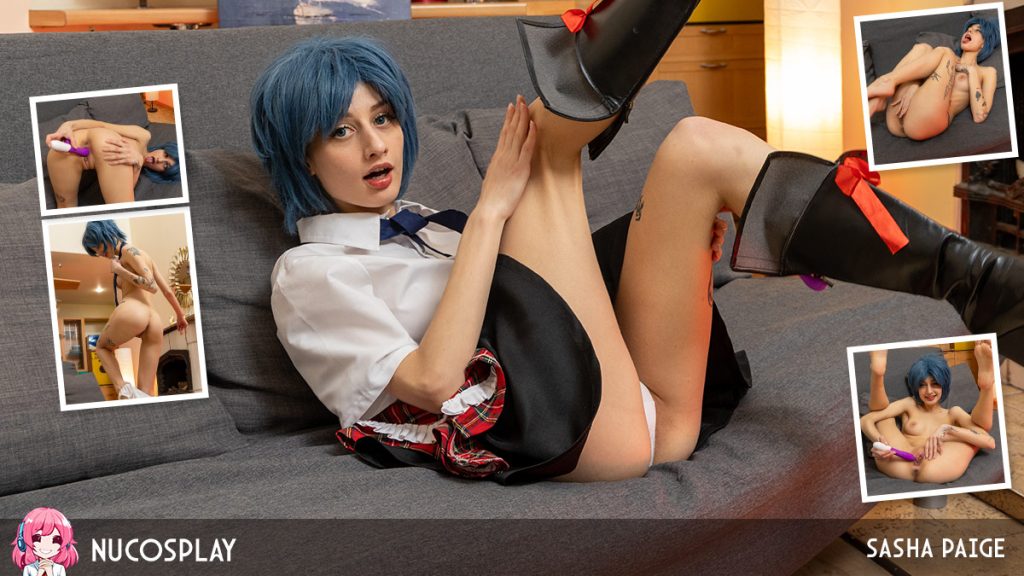 big 42 NuCosplay – Sasha Paige – Blue Haired Girly Sasha Paige Loves Fucking Her Tight Little Pussy