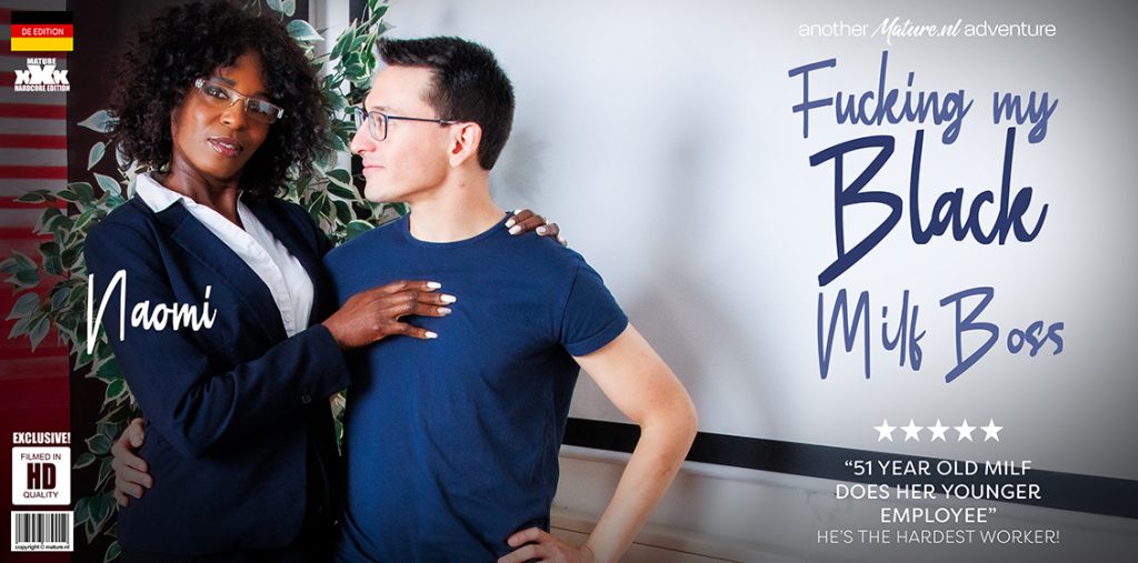 46091 0 Mature.NL – Max, Naomi – German Naomi is a 51 year old black MILF boss who gets fucked at the office by her employee