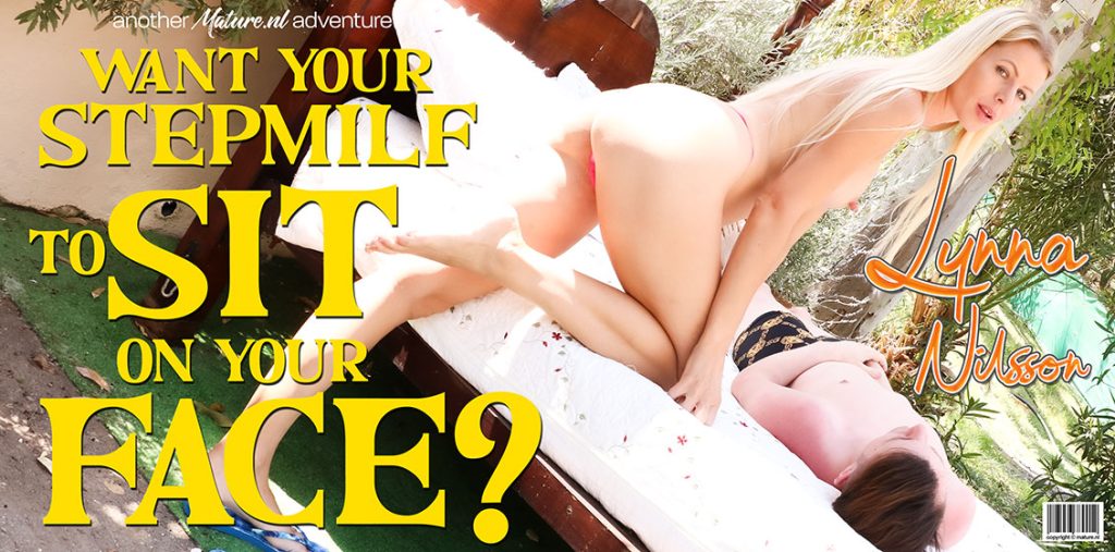 46293 0 Mature.NL – Lynna Nilsson, Sam Bourne – 39 year old Lynna Nilsson is my hot big nippled stepMILF who loves to facesit me in the garden