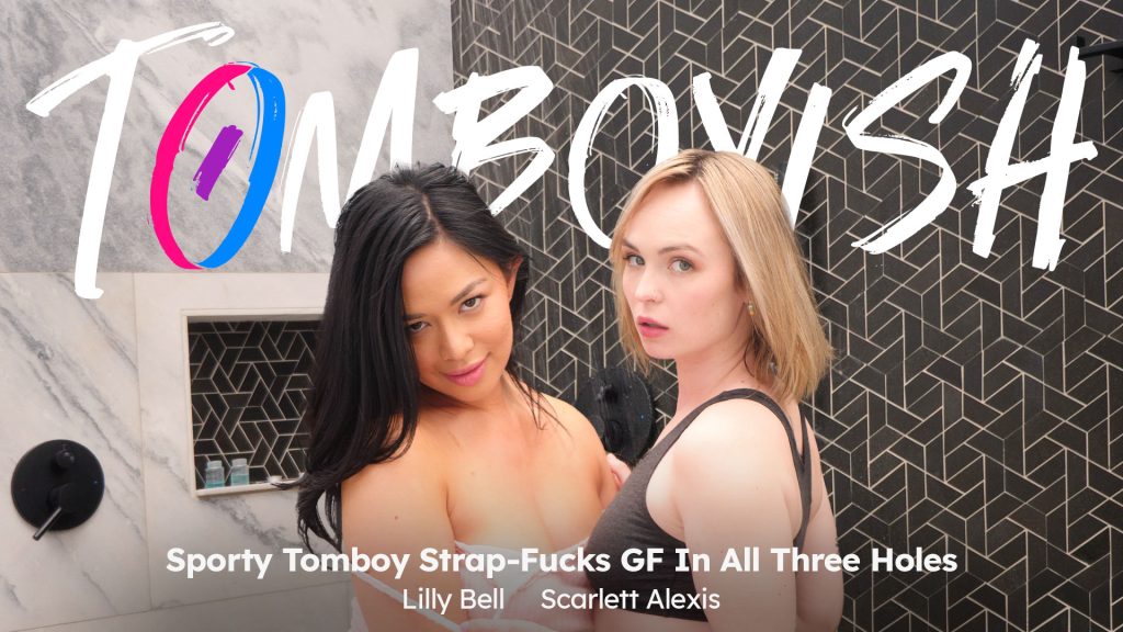 126692 01 01 AdultTimePilots – Lilly Bell, Scarlett Alexis – Sporty Tomboy Strap-Fucks GF In All Three Holes